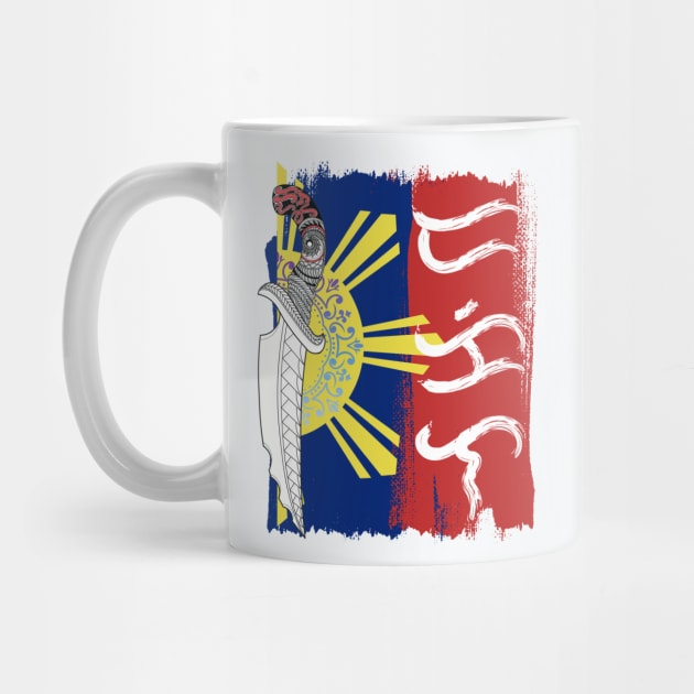 Philippine Flag / Tribal line Art Knife / Baybayin word Dakila (Great / Memorable) by Pirma Pinas